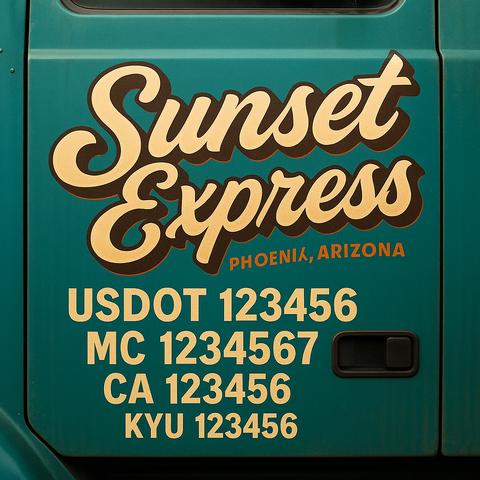 Custom Truck Door Lettering Sign Decal Sticker For Trucking, Businesses with City, State and USDOT, MC, GVW Truck Sign (2-Pack)