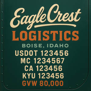 Custom Truck Door Lettering Sign Decal Sticker For Trucking, Businesses with City, State and USDOT, MC, GVW Truck Sign (2-Pack)