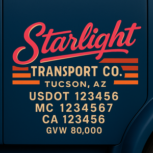 Custom Truck Door Lettering Sign Decal Sticker For Trucking, Businesses with City, State and USDOT, MC, GVW Truck Sign (2-Pack)