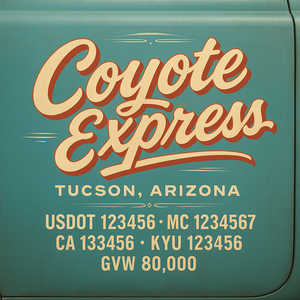 Custom Truck Door Lettering Sign Decal Sticker For Trucking, Businesses with City, State and USDOT, MC, GVW Truck Sign (2-Pack)