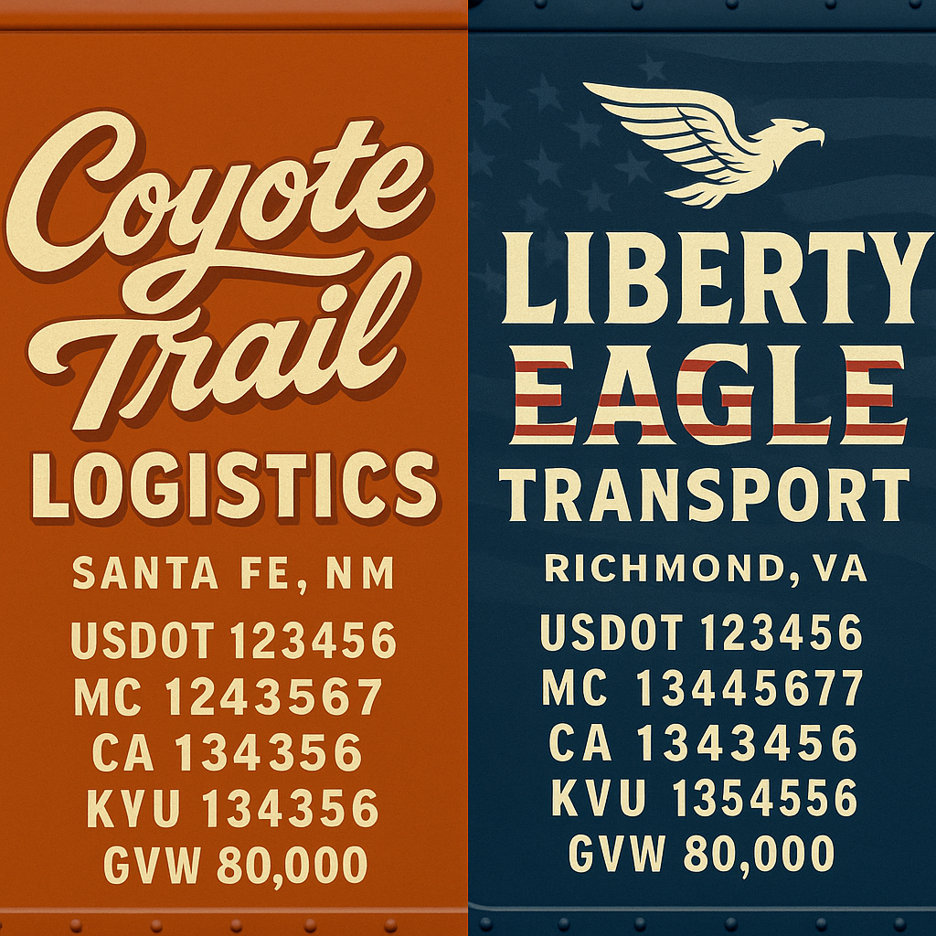 Custom Truck Door Lettering Sign Decal Sticker For Trucking, Businesses with City, State and USDOT, MC, GVW Truck Sign (2-Pack)