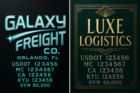 Custom Truck Door Lettering Sign Decal Sticker For Trucking, Businesses with City, State and USDOT, MC, GVW Truck Sign (2-Pack)