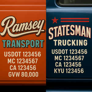 Custom Truck Door Lettering Sign Decal Sticker For Trucking, Businesses with City, State and USDOT, MC, GVW Truck Sign (2-Pack)
