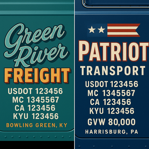 Custom Truck Door Lettering Sign Decal Sticker For Trucking, Businesses with City, State and USDOT, MC, GVW Truck Sign (2-Pack)