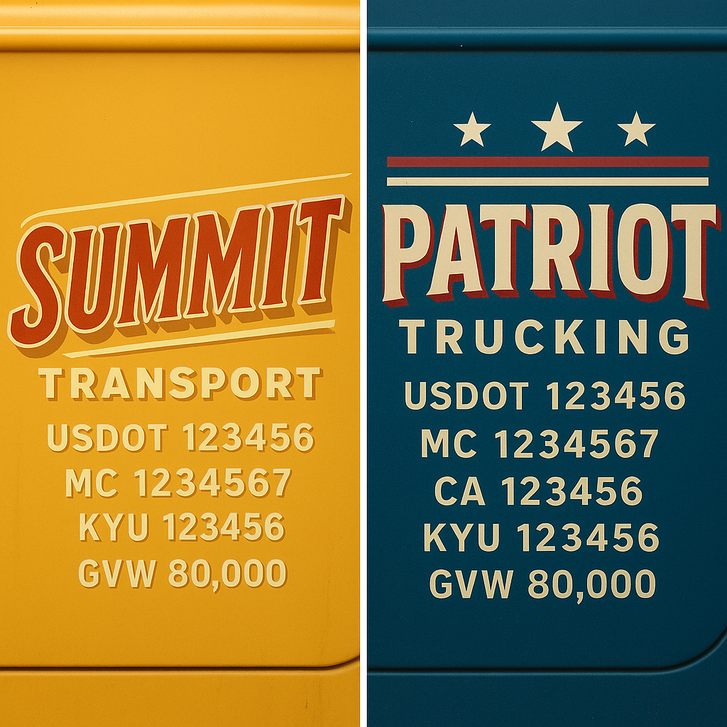 Custom Truck Door Lettering Sign Decal Sticker For Trucking, Businesses with City, State and USDOT, MC, GVW Truck Sign (2-Pack)