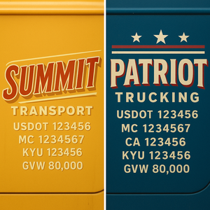 Custom Truck Door Lettering Sign Decal Sticker For Trucking, Businesses with City, State and USDOT, MC, GVW Truck Sign (2-Pack)