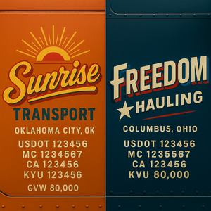Custom Truck Door Lettering Sign Decal Sticker For Trucking, Businesses with City, State and USDOT, MC, GVW Truck Sign (2-Pack)