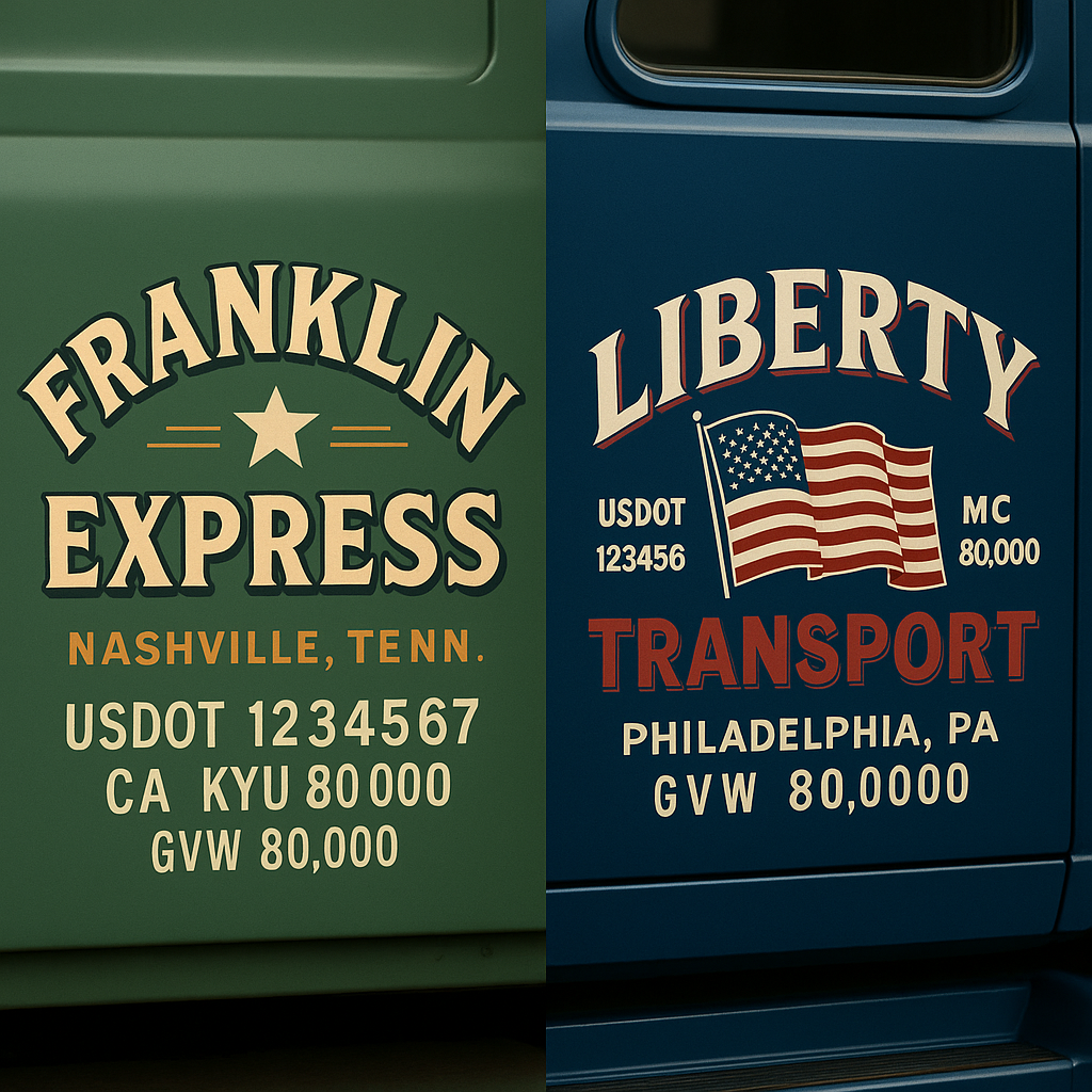 Custom Truck Door Lettering Sign Decal Sticker For Trucking, Businesses with City, State and USDOT, MC, GVW Truck Sign (2-Pack)