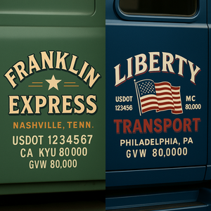 Custom Truck Door Lettering Sign Decal Sticker For Trucking, Businesses with City, State and USDOT, MC, GVW Truck Sign (2-Pack)