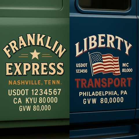 Custom Truck Door Lettering Sign Decal Sticker For Trucking, Businesses with City, State and USDOT, MC, GVW Truck Sign (2-Pack)