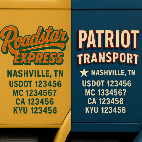 Custom Truck Door Lettering Sign Decal Sticker For Trucking, Businesses with City, State and USDOT, MC, GVW Truck Sign (2-Pack)