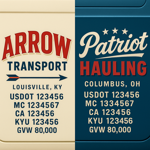 Custom Truck Door Lettering Sign Decal Sticker For Trucking, Businesses with City, State and USDOT, MC, GVW Truck Sign (2-Pack)