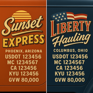 Custom Truck Door Lettering Sign Decal Sticker For Trucking, Businesses with City, State and USDOT, MC, GVW Truck Sign (2-Pack)