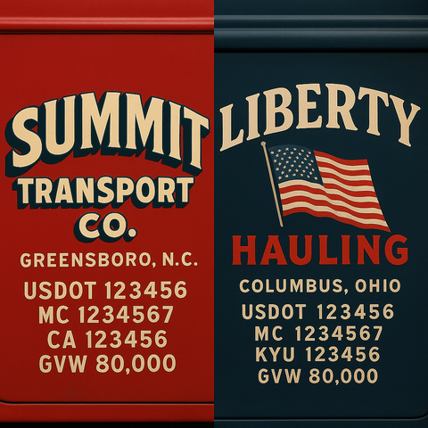 Custom Truck Door Lettering Sign Decal Sticker For Trucking, Businesses with City, State and USDOT, MC, GVW Truck Sign (2-Pack)