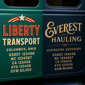 Custom Truck Door Lettering Sign Decal Sticker For Trucking, Businesses with City, State and USDOT, MC, GVW Truck Sign (2-Pack)