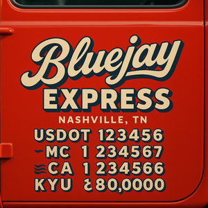 Custom Truck Door Lettering Sign Decal Sticker For Trucking, Businesses with City, State and USDOT, MC, GVW Truck Sign (2-Pack)