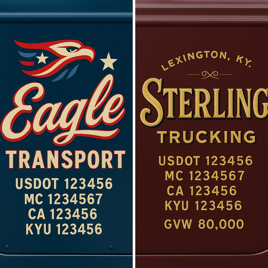 Custom Truck Door Lettering Sign Decal Sticker For Trucking, Businesses with City, State and USDOT, MC, GVW Truck Sign (2-Pack)