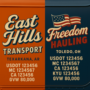 Custom Truck Door Lettering Sign Decal Sticker For Trucking, Businesses with City, State and USDOT, MC, GVW Truck Sign (2-Pack)