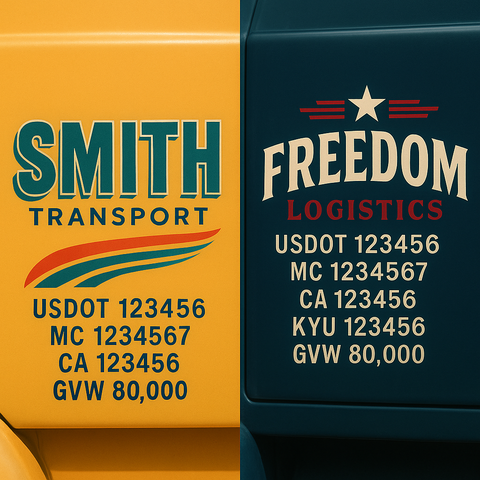 Custom Truck Door Lettering Sign Decal Sticker For Trucking, Businesses with City, State and USDOT, MC, GVW Truck Sign (2-Pack)