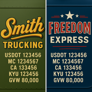 Custom Truck Door Lettering Sign Decal Sticker For Trucking, Businesses with City, State and USDOT, MC, GVW Truck Sign (2-Pack)