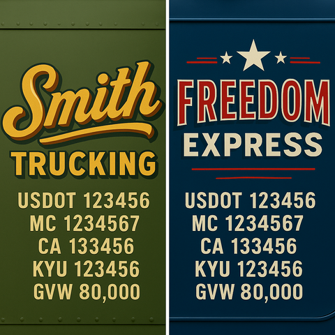 Custom Truck Door Lettering Sign Decal Sticker For Trucking, Businesses with City, State and USDOT, MC, GVW Truck Sign (2-Pack)