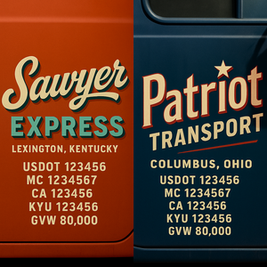 Custom Truck Door Lettering Sign Decal Sticker For Trucking, Businesses with City, State and USDOT, MC, GVW Truck Sign (2-Pack)