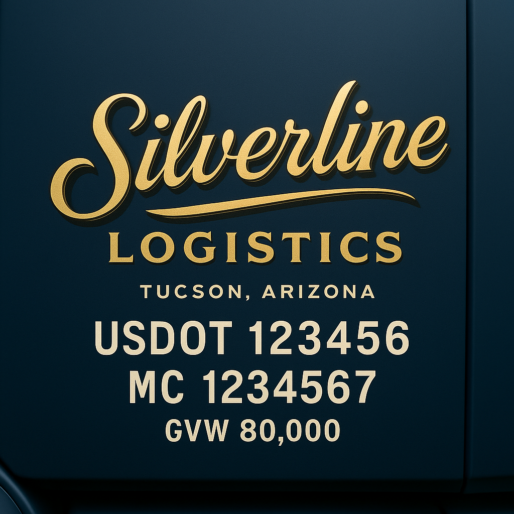Custom Truck Door Lettering Sign Decal Sticker For Trucking, Businesses with City, State and USDOT, MC, GVW Truck Sign (2-Pack)