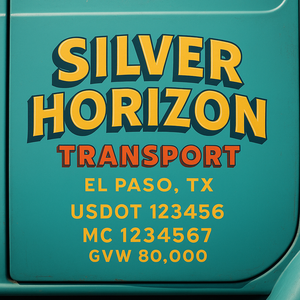 Custom Truck Door Lettering Sign Decal Sticker For Trucking, Businesses with City, State and USDOT, MC, GVW Truck Sign (2-Pack)