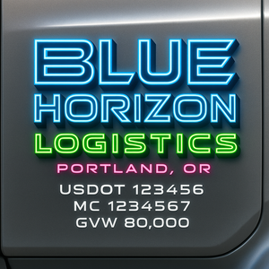 Custom Truck Door Lettering Sign Decal Sticker For Trucking, Businesses with City, State and USDOT, MC, GVW Truck Sign (2-Pack)