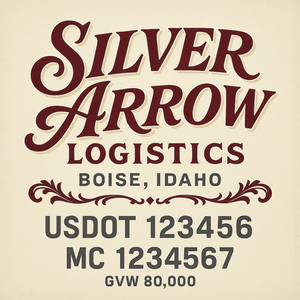 Custom Truck Door Lettering Sign Decal Sticker For Trucking, Businesses with City, State and USDOT, MC, GVW Truck Sign (2-Pack)