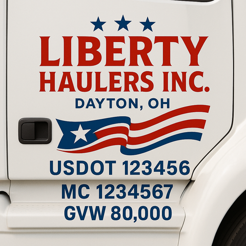 Custom Truck Door Lettering Sign Decal Sticker For Trucking, Businesses with City, State and USDOT, MC, GVW Truck Sign (2-Pack)