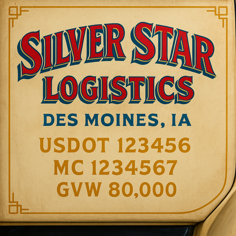 Custom Truck Door Lettering Sign Decal Sticker For Trucking, Businesses with City, State and USDOT, MC, GVW Truck Sign (2-Pack)