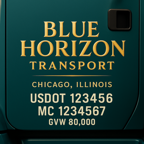 Custom Truck Door Lettering Sign Decal Sticker For Trucking, Businesses with City, State and USDOT, MC, GVW Truck Sign (2-Pack)