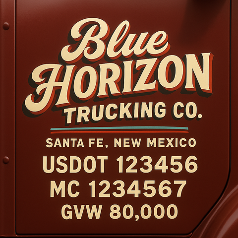 Custom Truck Door Lettering Sign Decal Sticker For Trucking, Businesses with City, State and USDOT, MC, GVW Truck Sign (2-Pack)