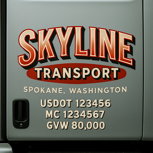 Custom Truck Door Lettering Sign Decal Sticker For Trucking, Businesses with City, State and USDOT, MC, GVW Truck Sign (2-Pack)