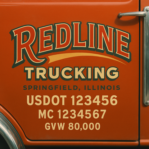 Custom Truck Door Lettering Sign Decal Sticker For Trucking, Businesses with City, State and USDOT, MC, GVW Truck Sign (2-Pack)