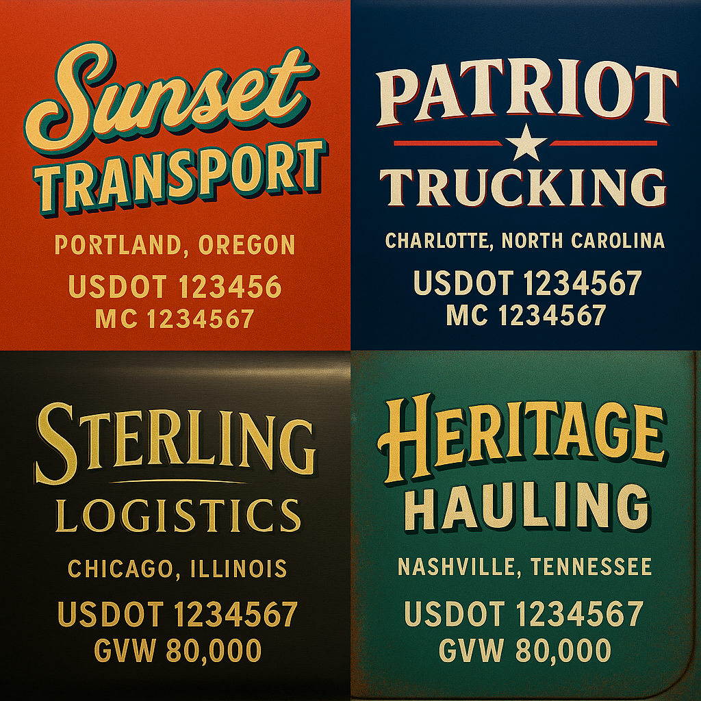 Custom Truck Door Lettering Sign Decal Sticker For Trucking, Businesses with City, State and USDOT, MC, GVW Truck Sign (2-Pack)