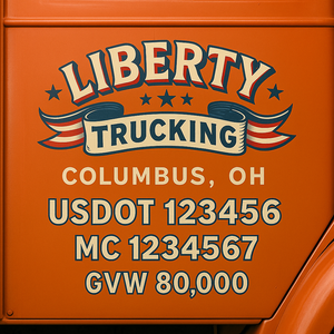 Custom Truck Door Lettering Sign Decal Sticker For Trucking, Businesses with City, State and USDOT, MC, GVW Truck Sign (2-Pack)