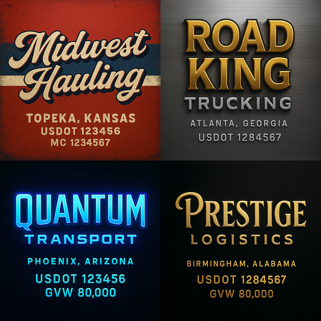 Custom Truck Door Lettering Sign Decal Sticker For Trucking, Businesses with City, State and USDOT, MC, GVW Truck Sign (2-Pack)