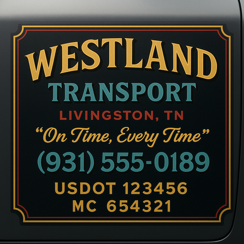 Custom Truck Door Lettering Sign Decal Sticker For Trucking, Businesses with City, State and USDOT, MC, GVW Truck Sign (2-Pack)