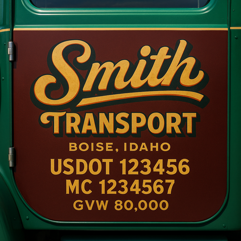 Custom Truck Door Lettering Sign Decal Sticker For Trucking, Businesses with City, State and USDOT, MC, GVW Truck Sign (2-Pack)