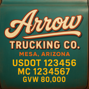 Custom Truck Door Lettering Sign Decal Sticker For Trucking, Businesses with City, State and USDOT, MC, GVW Truck Sign (2-Pack)