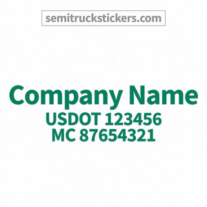company name decal with usdot, mc number
