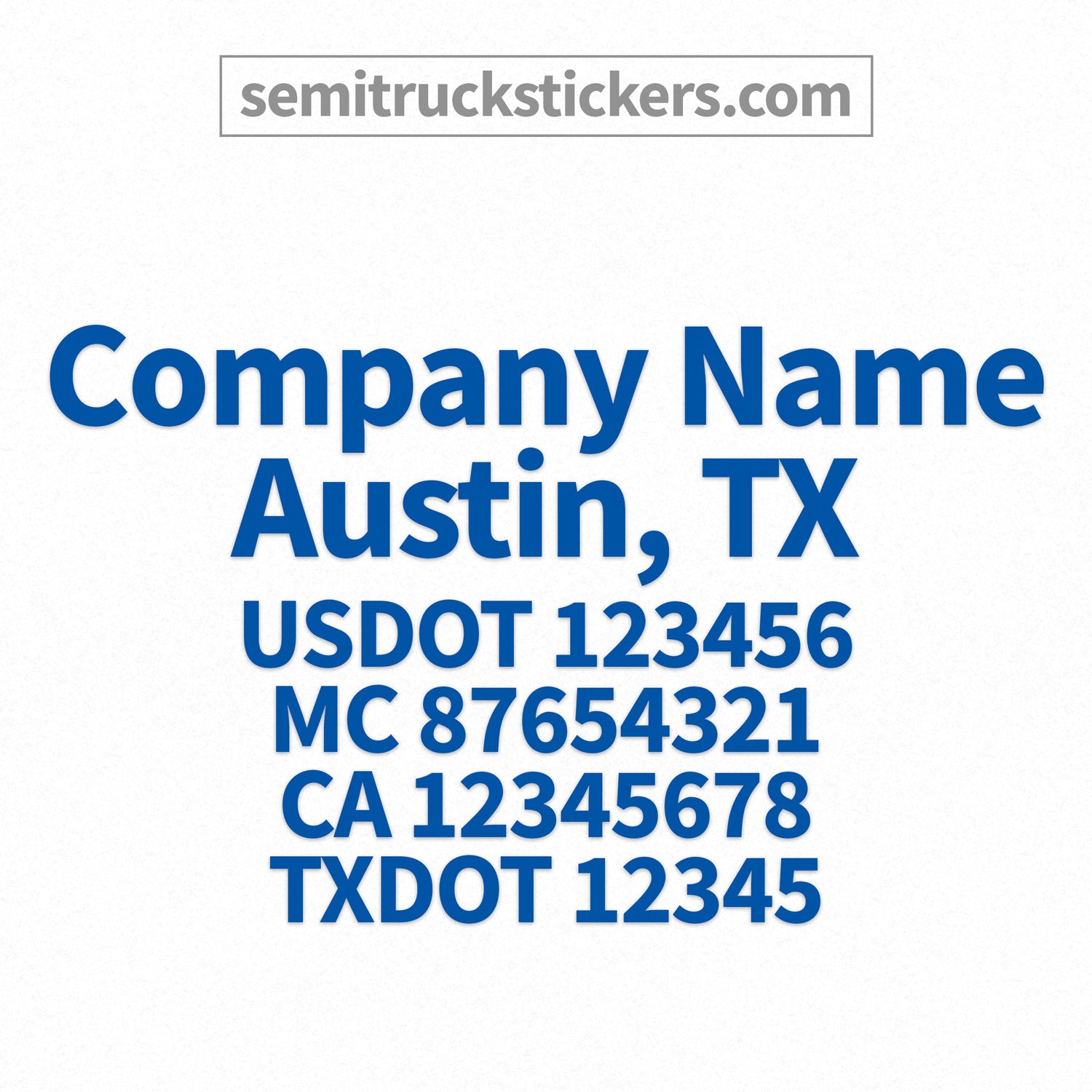 business name decal with regulation numbers