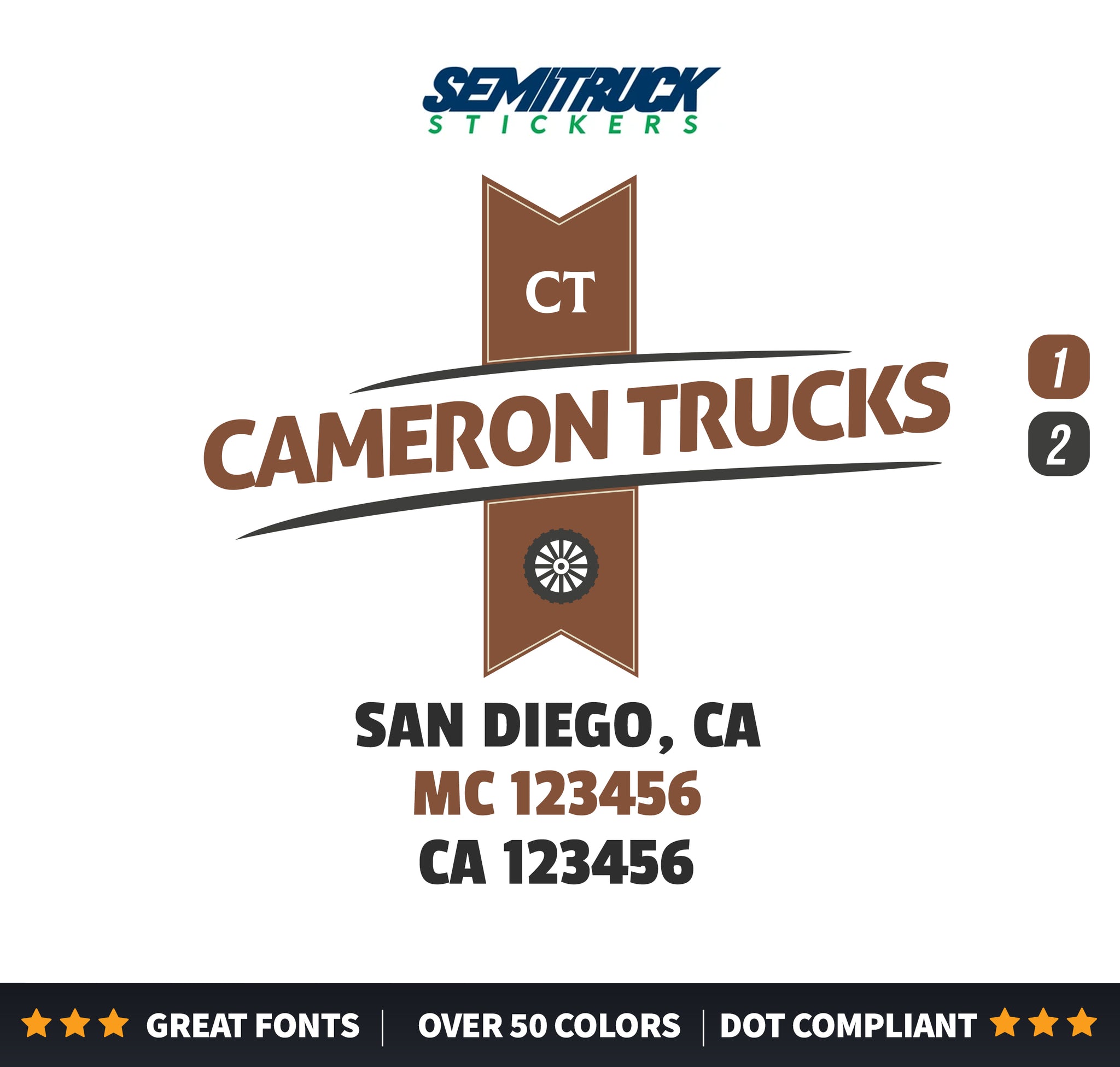 transportation truck decal with mc ca lettering decal