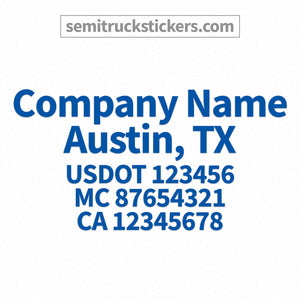 business name decal with usdot regulation numbers