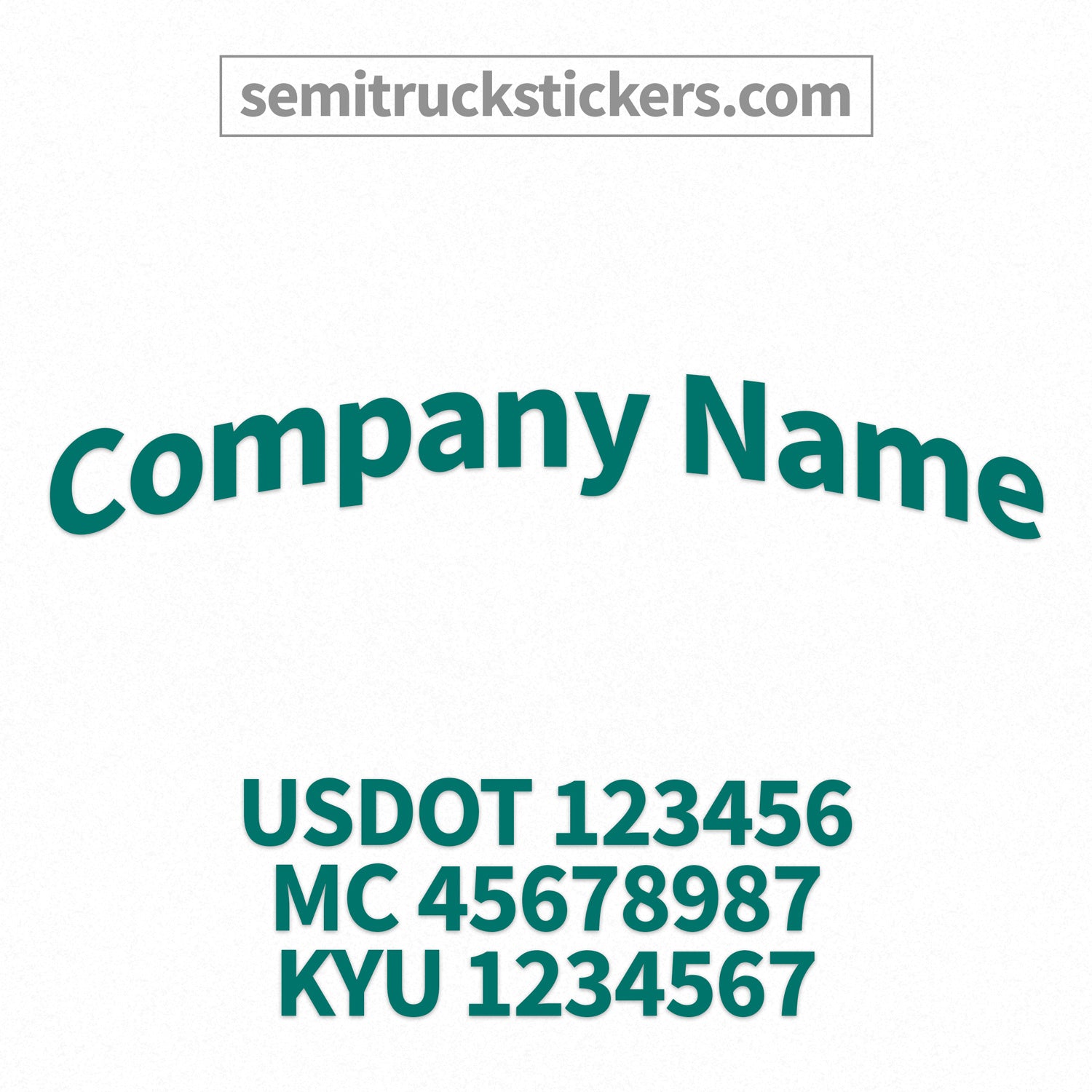 arched company name decal with usdot, mc, kyu