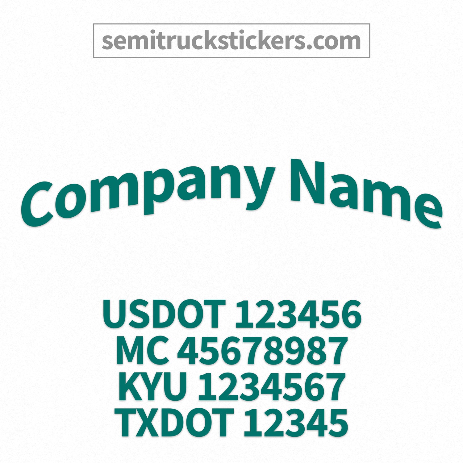company name decal with regulation numbers