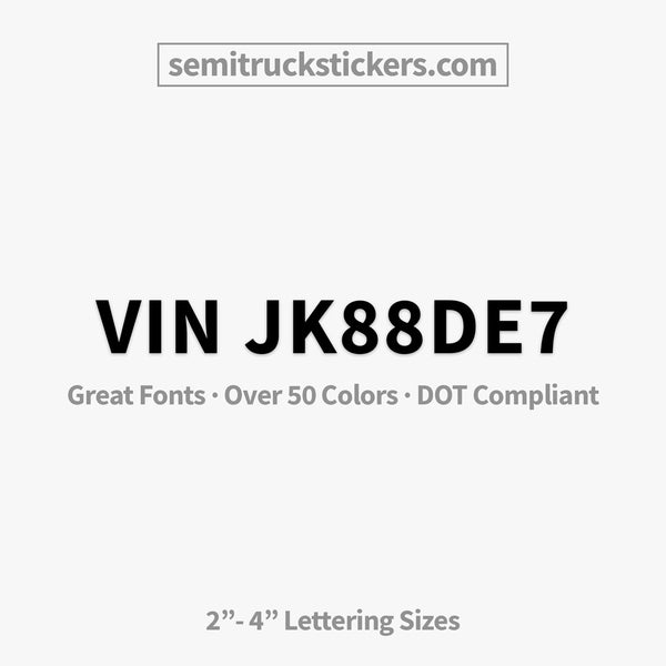 VIN truck number decal sticker