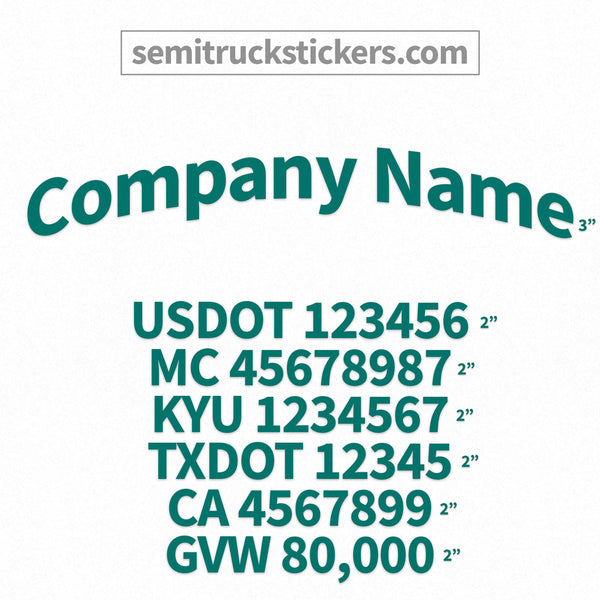 Arched Company Name Truck Door Decal, USDOT, (Pair)
